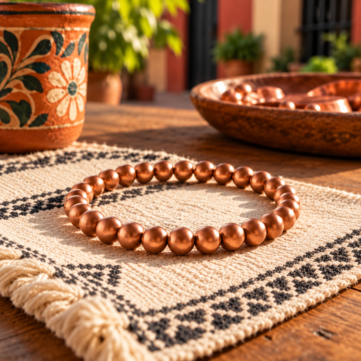 Brazalete de Cobre con Textura de Corteza