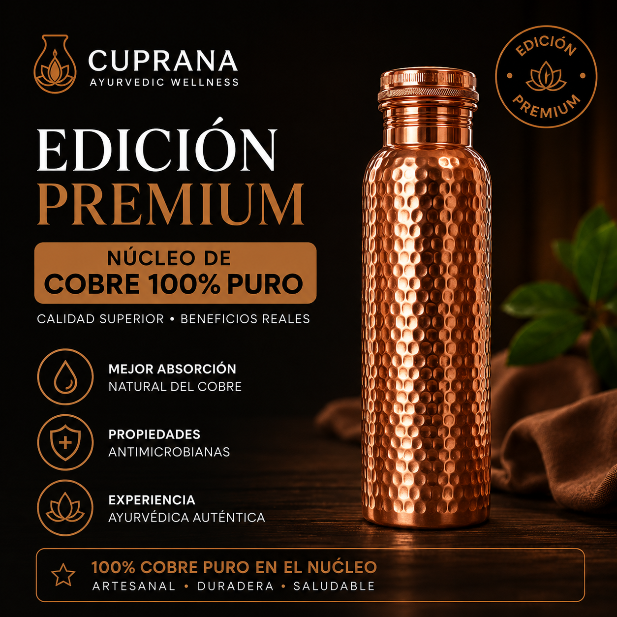 ¿Quieres que el núcleo de tu botella sea de cobre 100% puro?